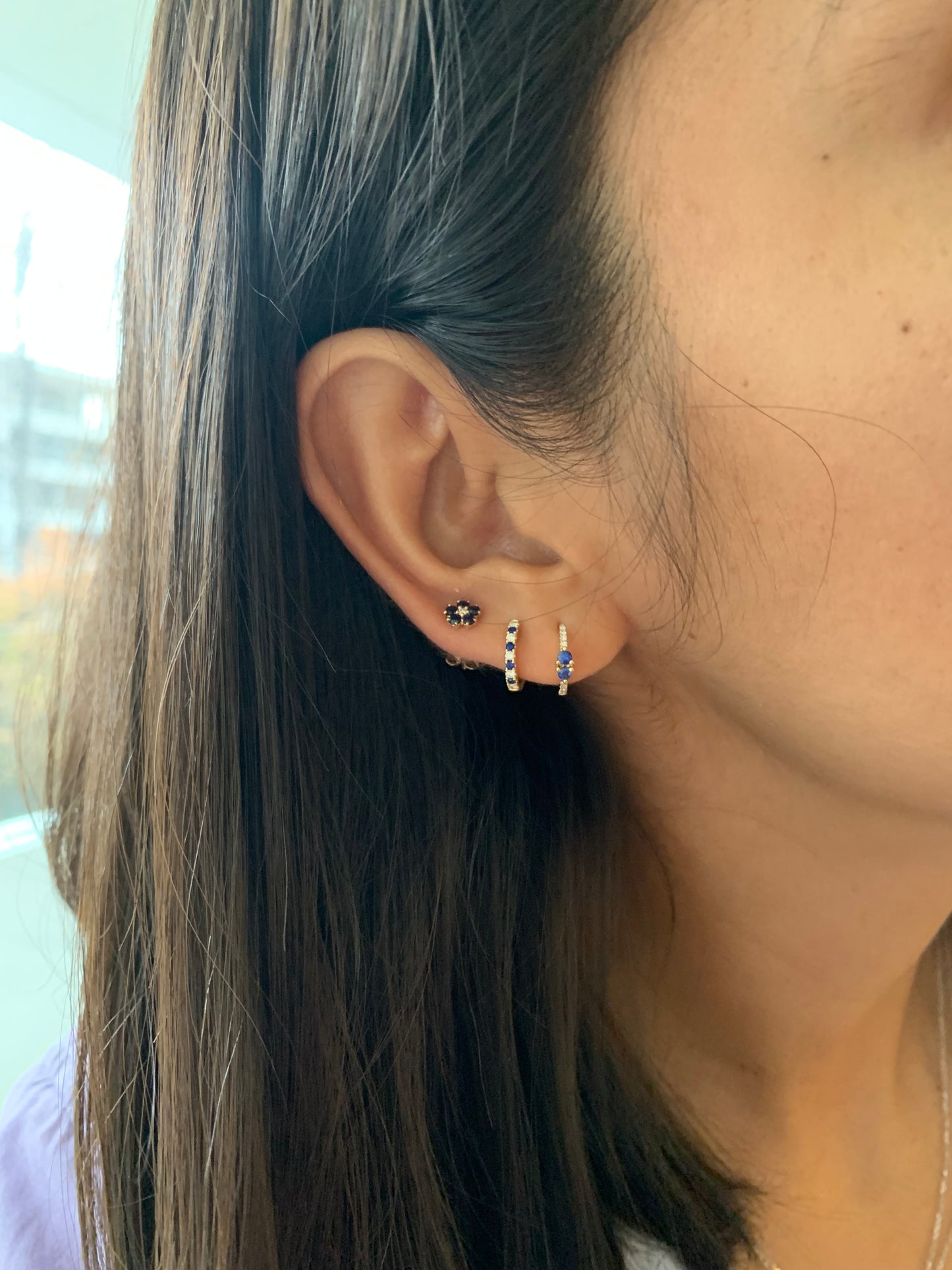 Saphire Flower Stud
